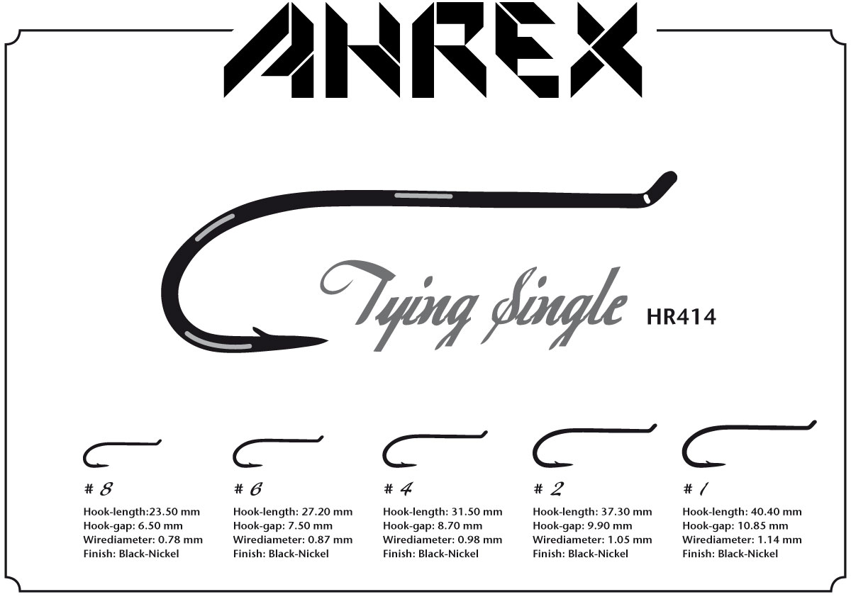 Ahrex Hr414 Single #2 Fly Tying Hooks Classic Up Eye Black Hook